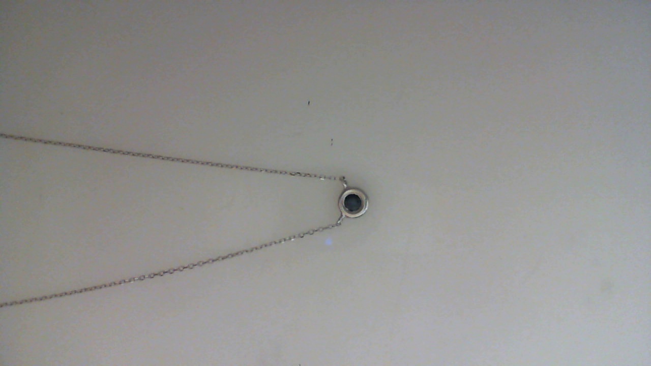 14K WHITE GOLD .11CT ROUNDBEZEL SET SAPPHIRE NECKLACE ON AN 18