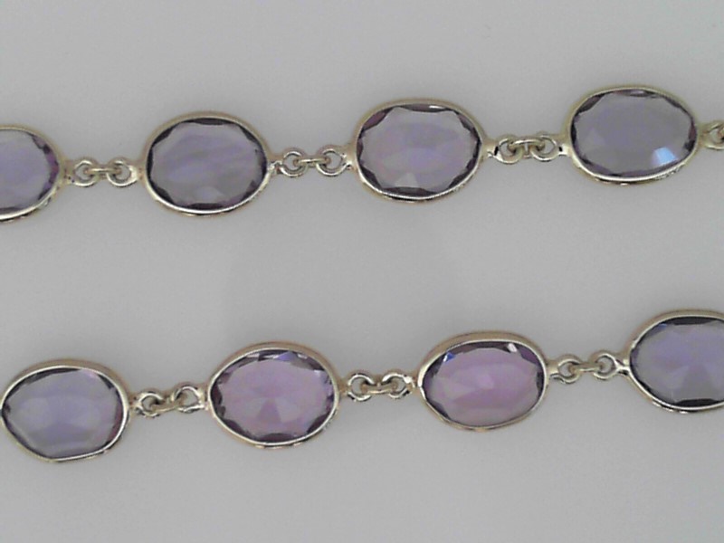 14K YELLOW GOLD 18" 30CTTW BEZEL SET LAVENDER AMETHYST SLICE NECKLACE