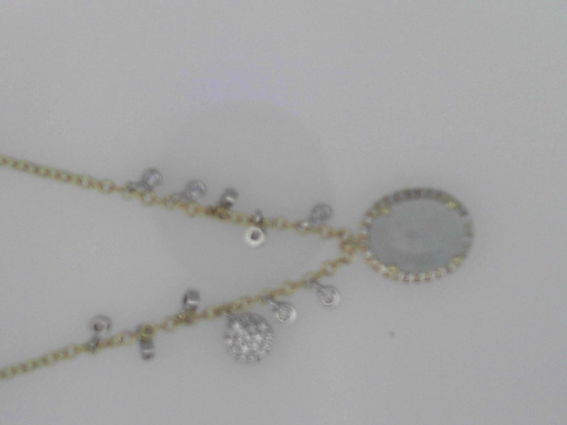 14K YELLOW GOLD CABLE CHAIN WITH A 1.5CT OVAL AQUAMARINE CAB DROP WITH MULTI DROPS SET WITH .14CTTW ROUND I1 CLARITY & HI COLOR DIAMONDS
