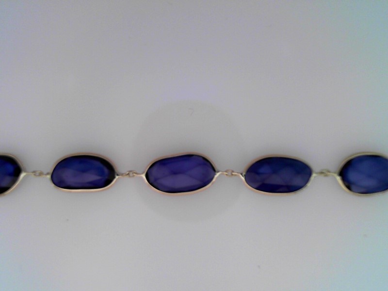 14K GREEN GOLD 7" BRACELET WITH BEZEL SET SAPPHIRE SLICES