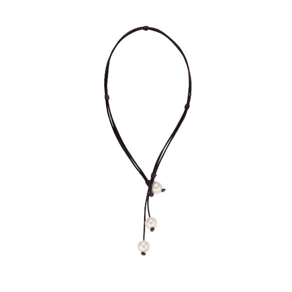 VINCENT PEACH THREE PEAS IN A POD NECKALCE WITH 3 FRESHWATER PEARLS ON 17