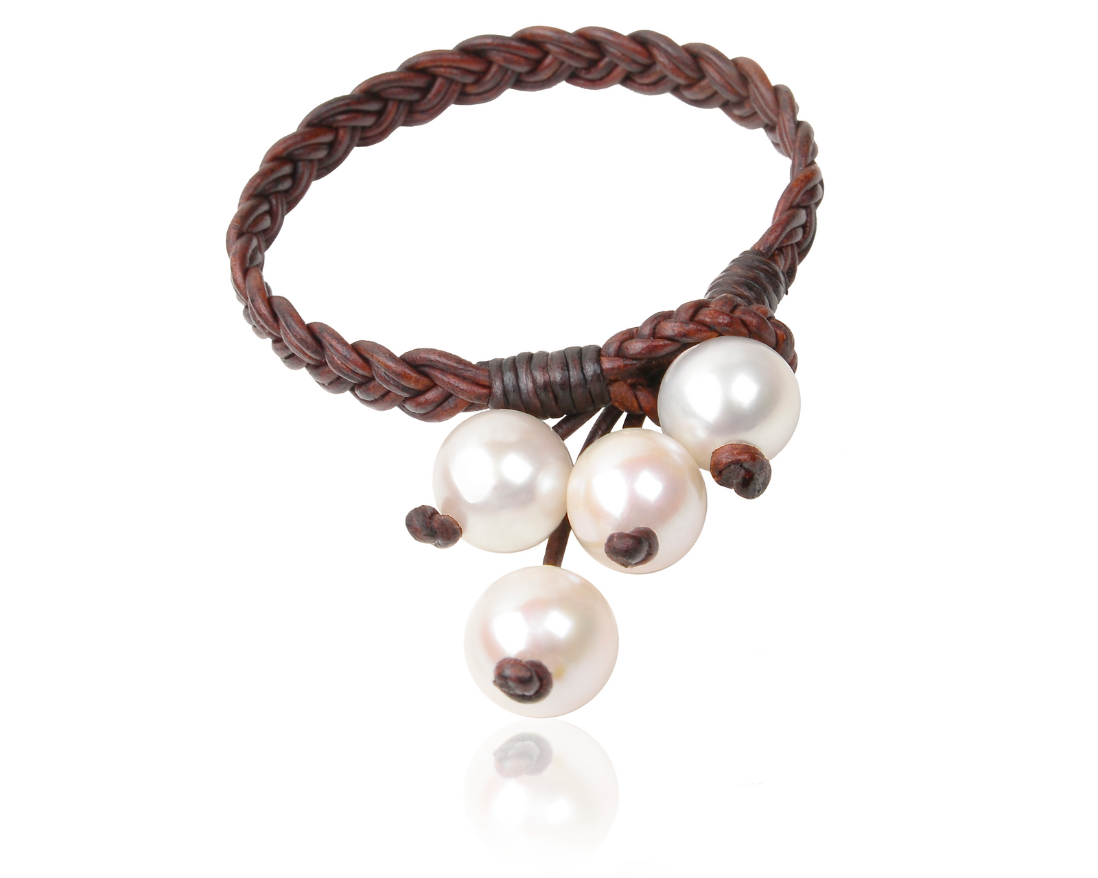 VINCENT PEACH BOHO TASSEL BRACELET WITH PREMIUM LEATHER AND CULTURED WHITE FRESHWATER PEARLS