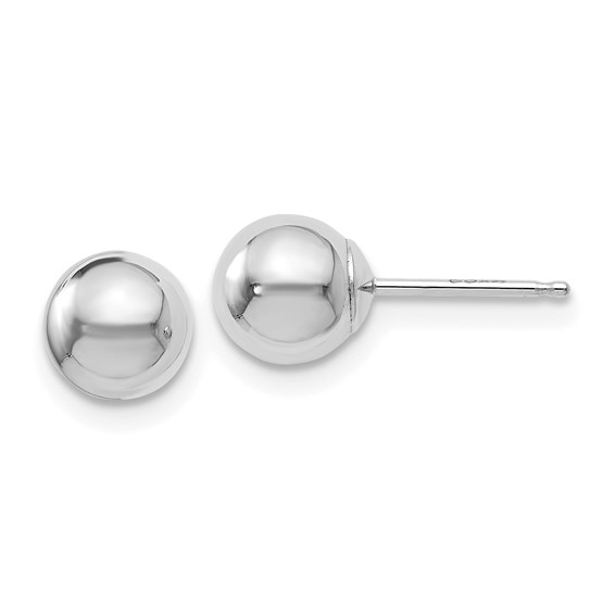 14K WHITE GOLD 6MM BALL EARRING