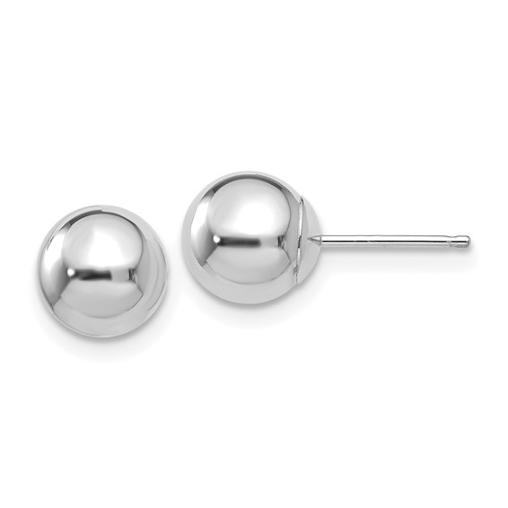 14K WHITE GOLD 7MM POLISHED BALL STUD EARRING