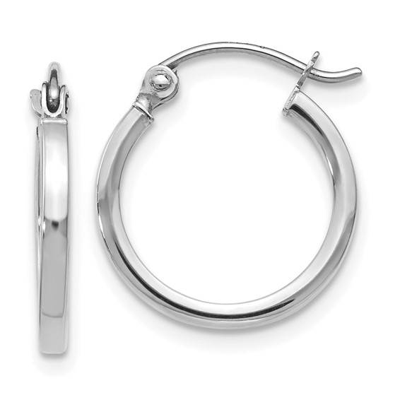 14K WHITE GOLD SMALL FLAT HOOP EARRINGS