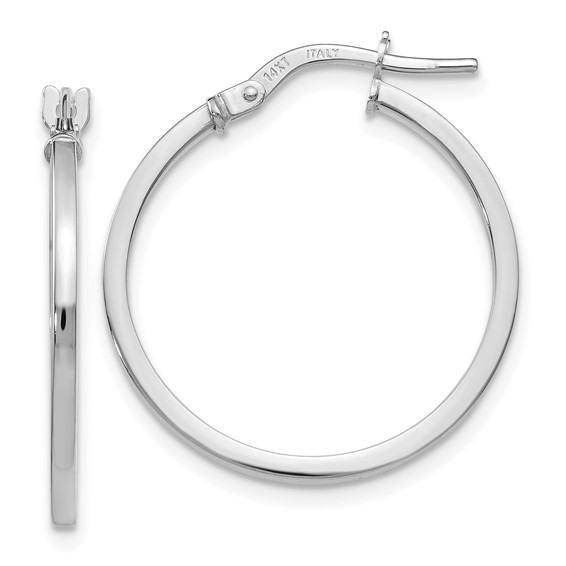 14K WHITE GOLD MEDIUM SQUARE TUBE HOOP EARRING