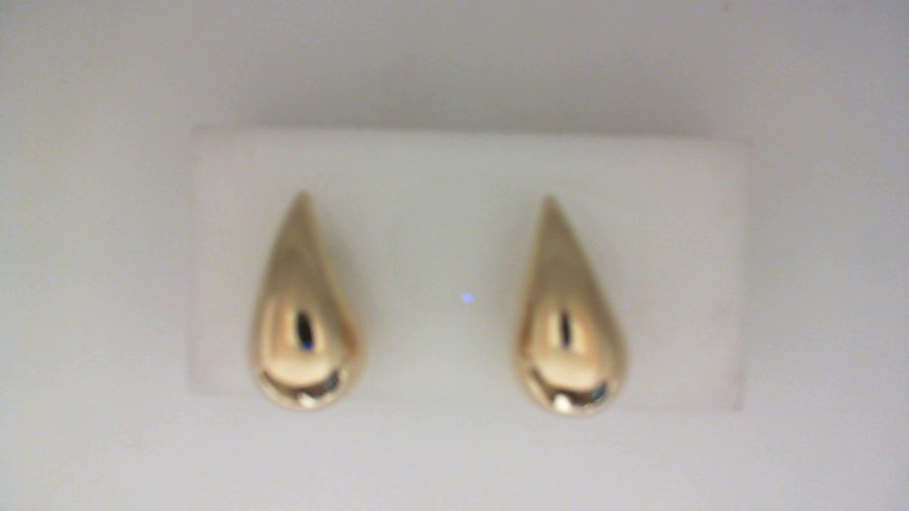 14K YELLOW GOLD POLISHED TEAR DROP POST EARRINGS