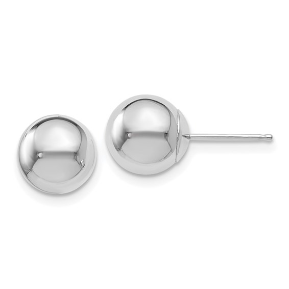 14K WHITE GOLD 8MM POLISHED BALL POST EARRINGS