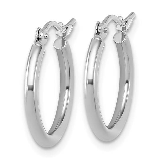 14K WHITE GOLD 2X17.5MM POLISHED HOOP EARRINGS