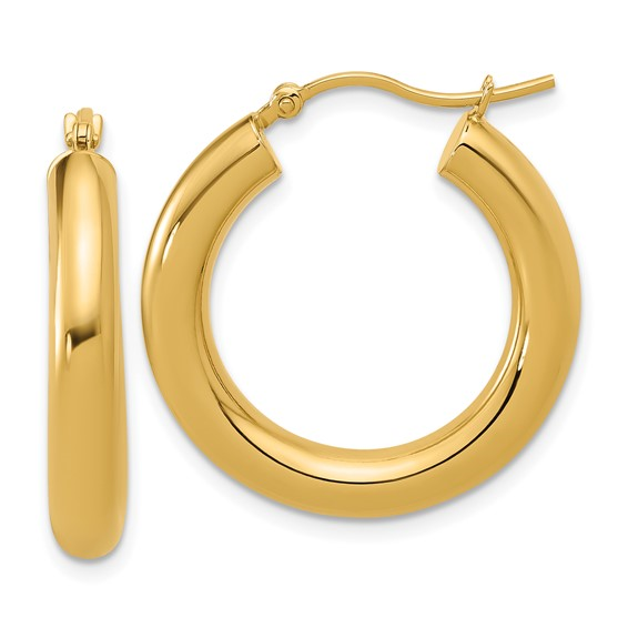 14K YELLOW GOLD POLISHED HOOP EARRINGS