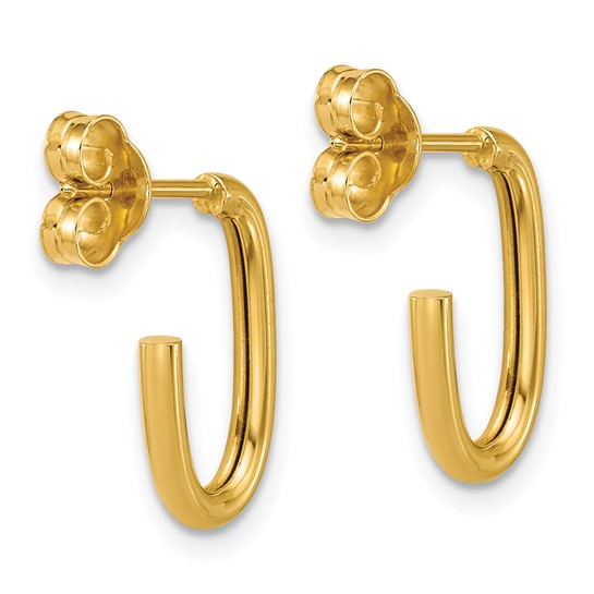 14K YELLOW GOLD POST OVAL HOOP EARRINGS