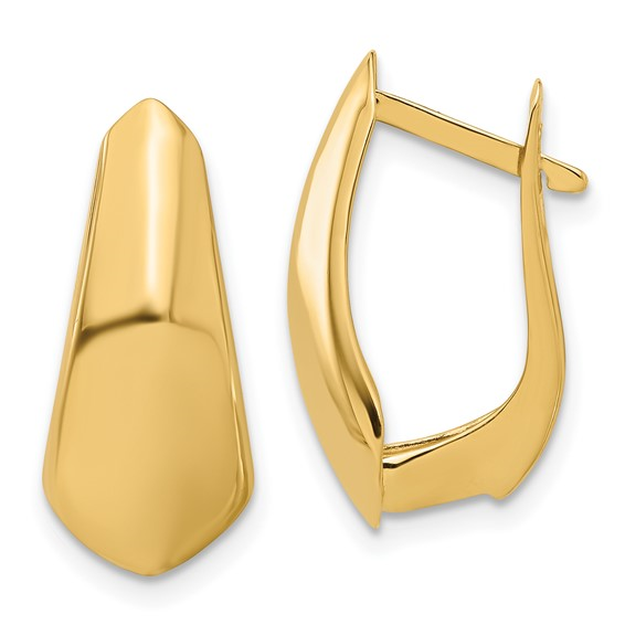 14K YELLOW GOLD POLISHED KNIFE EDGE FRONT HOOP STYLE HOOP EARRINGS
