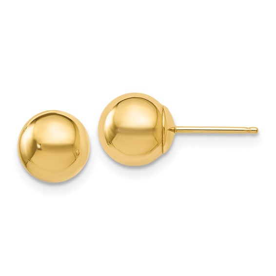 14K YELLOW GOLD 7MM POLISHED BALL POST EARRINGS