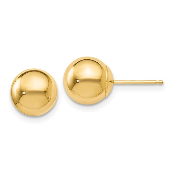 14K YELLOW GOLD 8MM POLISHED BALL POST EARRINGS