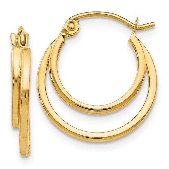 14K YELLOW GOLD DOUBLE POLISHED SQUARE HOOP EARRINGS