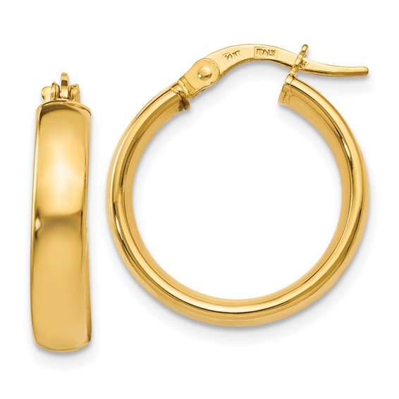 14K YELLOW GOLD POLISHED HOOP EARRINGS