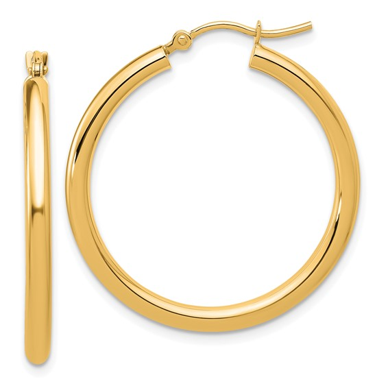 14K YELLOW 2.5MM POLISHED HOOP EARRINGS