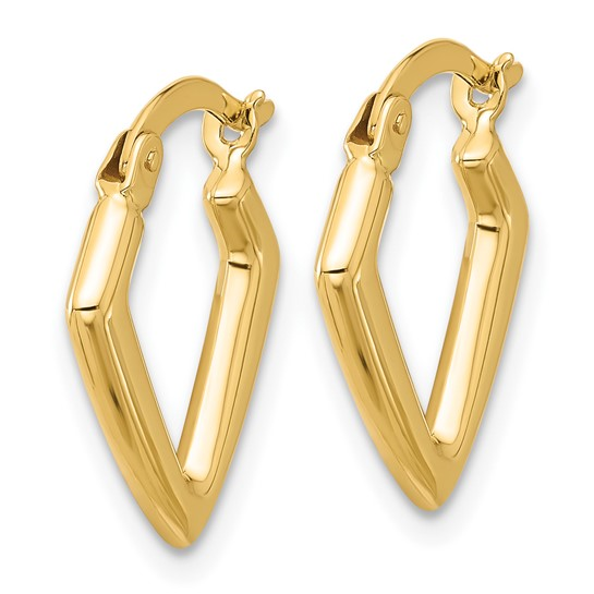 14K YELLOW GOLD V HOOP EARRINGS