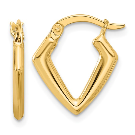 14K YELLOW GOLD V HOOP EARRINGS