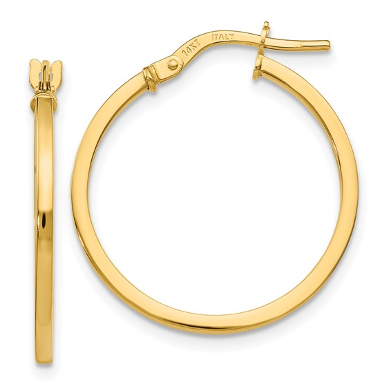 14K YELLOW GOLD MEDIUM SQUARE TUBE HOOP EARRINGS
