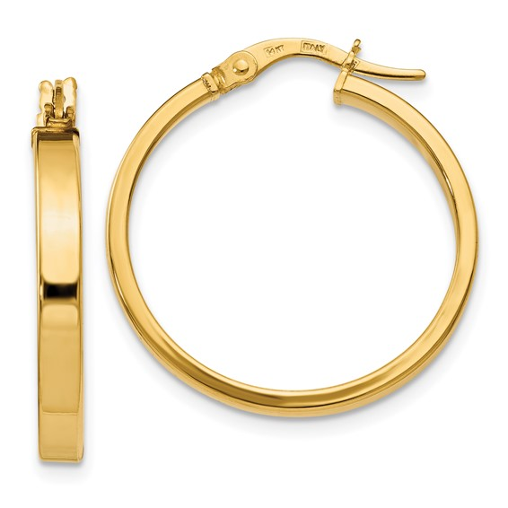 14K YELLOW GOLD POLISHED SQUARED HOOP EARRINGS