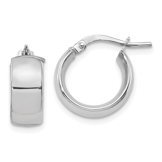 14K WHITE GOLD 6MM POLISHED HOOP EARRINGS