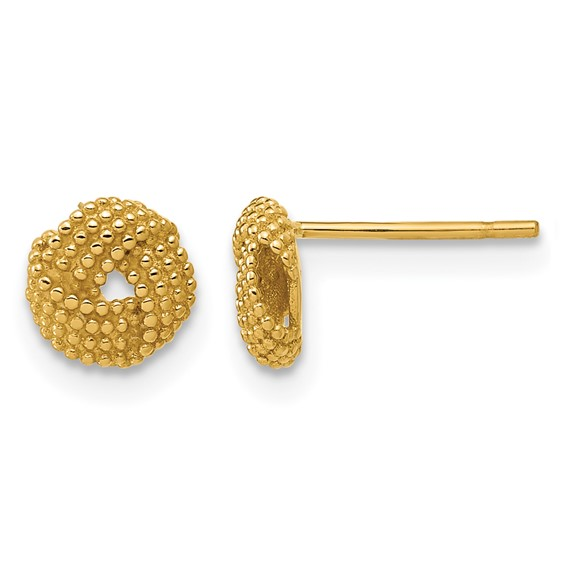 14K YELLOW GOLD TEXTURED LOVE KNOT POST EARRINGS
