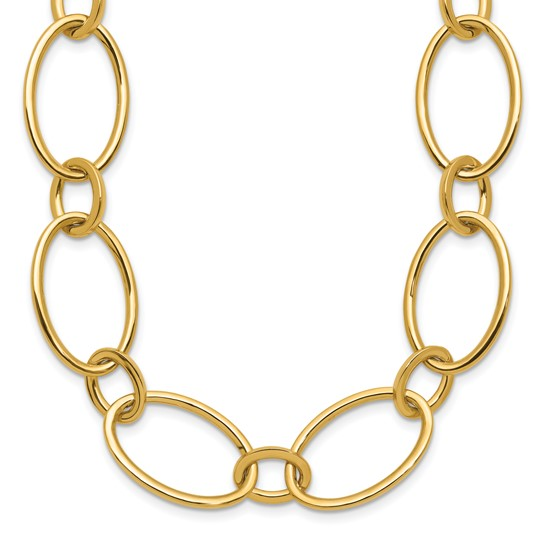 14K YELLOW GOLD 18" LARGE OPEN OVAL LINK ALTERNATING WITH A SMALL ROUND LINK NECKALCE