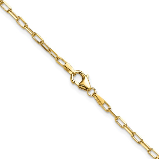 14K YELLOW GOLD 18" 2.2MM BEVELED DIAMOND CUT PAPERCLIP CHAIN WITH A LOBSTER CLASP