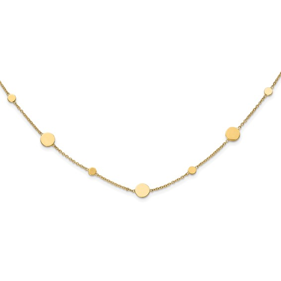 14K YELLOW GOLD 18" CABLE CHAIN WITH LARGE AND SMALL POLISHED DISCS