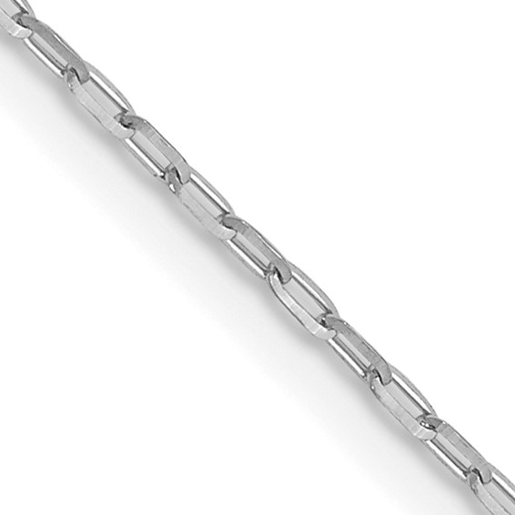 14K WHITE GOLD 18" 1MM DIAMOND CUT OPEN LONG CABLE CHAIN WITH A LOBSTER CLASP