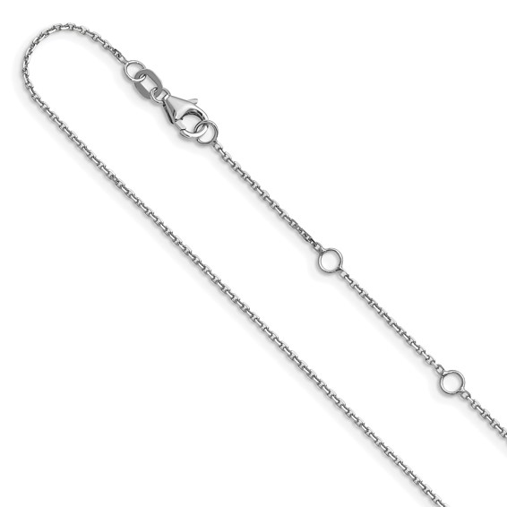 14K WHITE GOLD 16+2" 1.1MM DIAMOND CUT SQUARE CABLE CHAIN WITH A LOBSTER CLASP