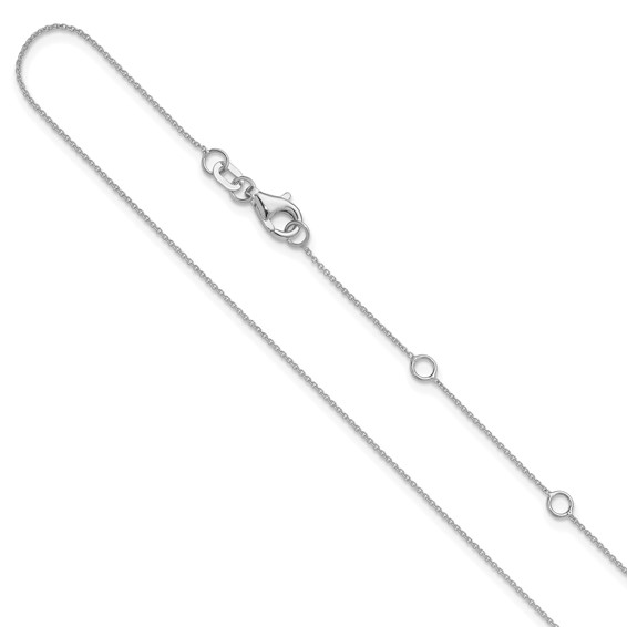 14K WHITE GOLD 16+2" .8MM ROUND CABLE CHAIN WITH A LOBSTER CLASP