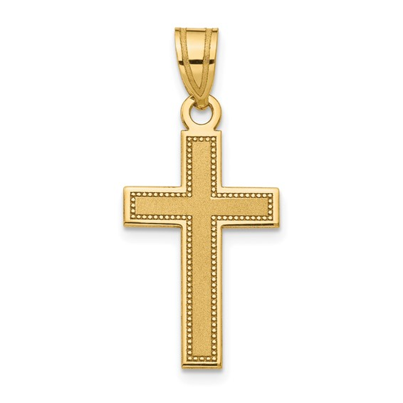 10K YELLOW GOLD SAMLL SATIN CROSS PENDANT