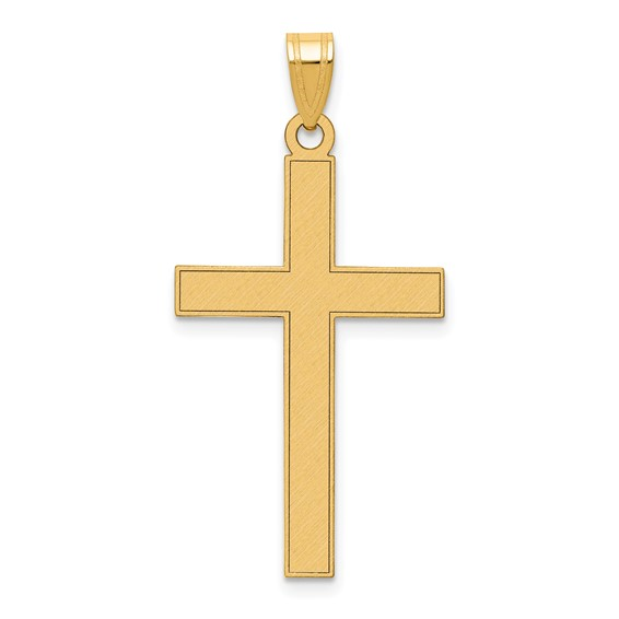 14K YELLOW GOLD FLORENTINE SATIN CROSS PENDANT
