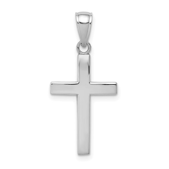 14K WHITE GOLD POLISHED CROSS PENDANT