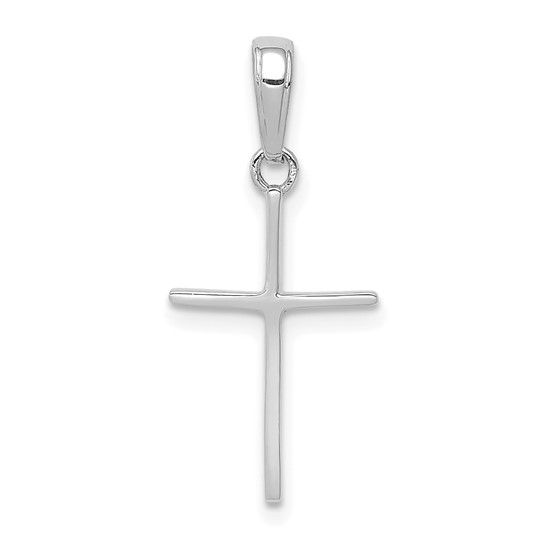 14K WHITE GOLD SMALL POLISHED CROSS
