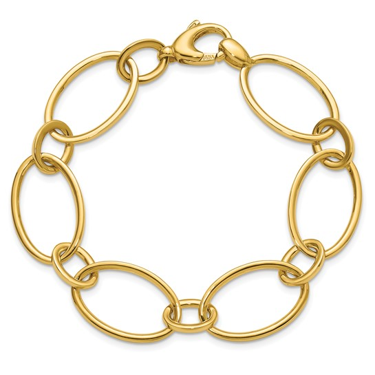 14K YELLOW GOLD 7.5" BRACELET WITH LARGE OVAL LINK ALTERNATING WITH A SMALL ROUND LINKS