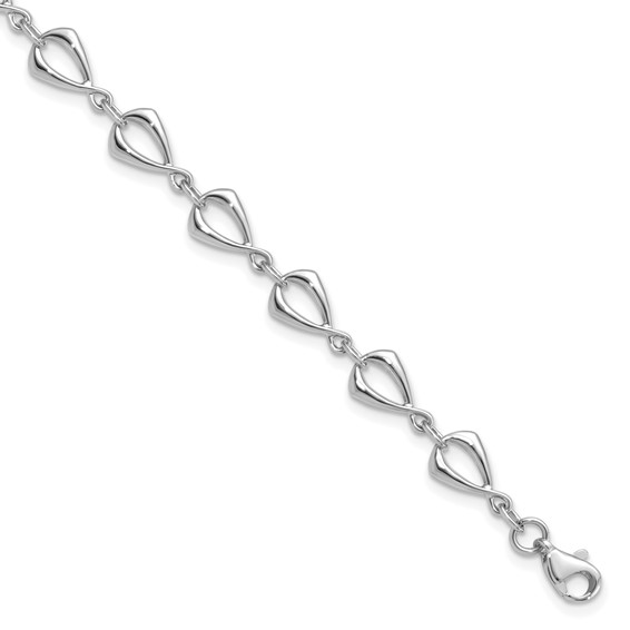 14K WHITE GOLD 7.5" OPEN PEAR SHAPED LINKED POLISHED BRACELET