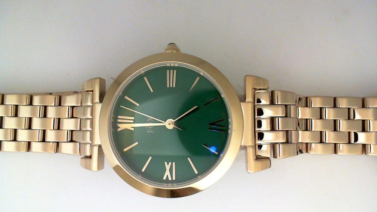 LADIES YELLOW CASE AND BRACELET ROUND GEEN MOTHER OF PEARL DIAL FOX WATCH