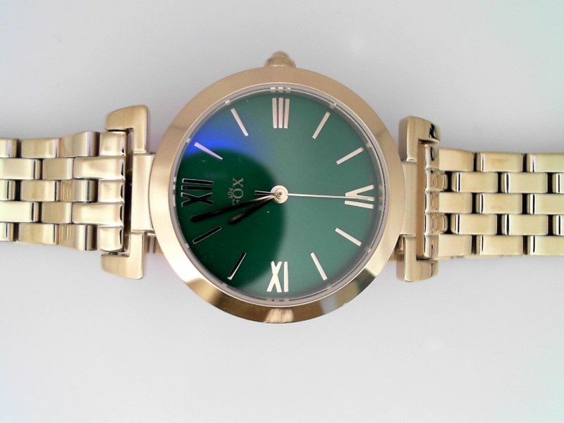 LADIES YELLOW CASE AND BRACELET ROUND GREEN MOTHER OF PEARL DIAL FOX WATCH