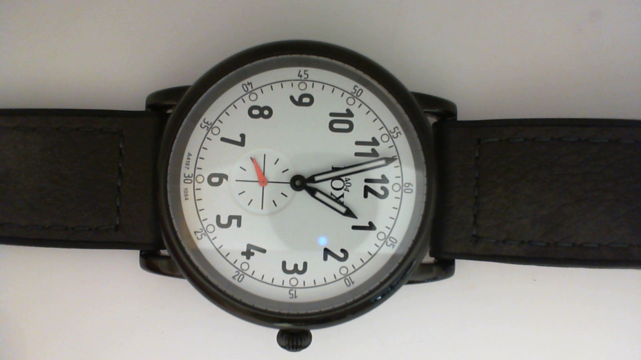 GENTS 40MM ROUND BLACK CASE WHITE DIAL BLACK STRAP FOX WATCH