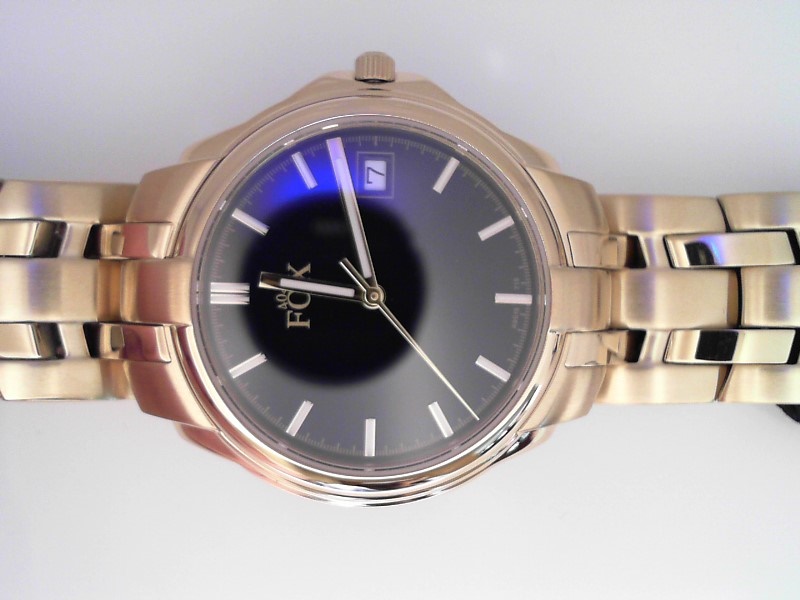 GENTS YELLOW CASE AND BRACELET ROUND BLUE DIAL FOX WATCH