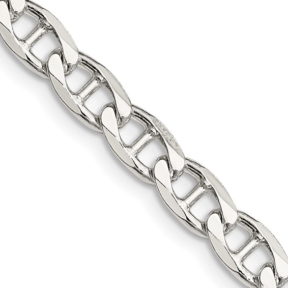 24" STERLING SILVER 5.7MM FLAT CUBAN ANCHOR CHAIN WITH A LOBSTER CLASP