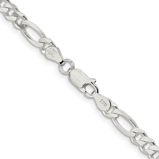 22" STERLING SILVER 4.5MM FIGARO CHAIN WITH A LOBSTER CLASP