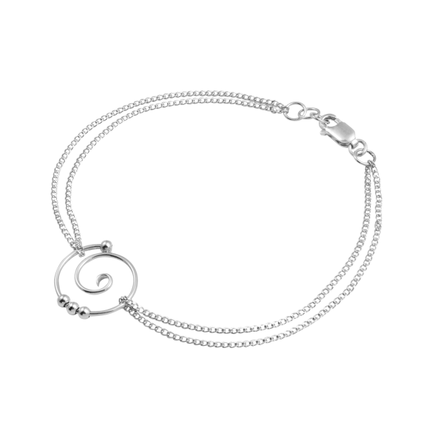 SARATOGA JEWELS STERLING SILVER DEW DROP SPIRAL DOUBLE CHAIN BRACELET