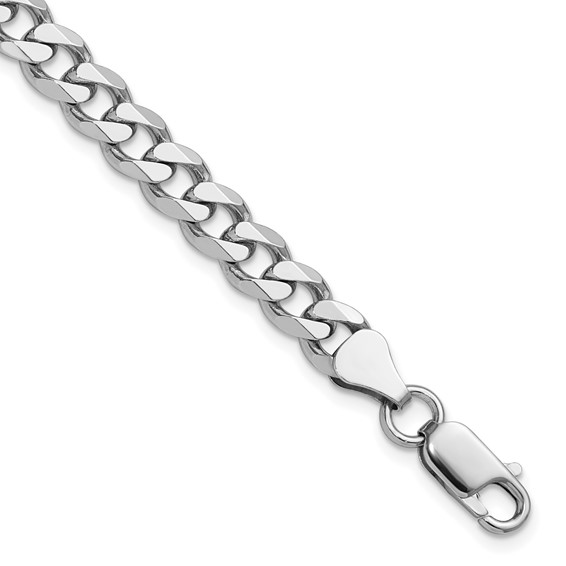 STERLING SILVER (RHODIUM PLATED) 8" 6.5MM CURB CHAIN BRACELET WITH A LOBSTER CLASP