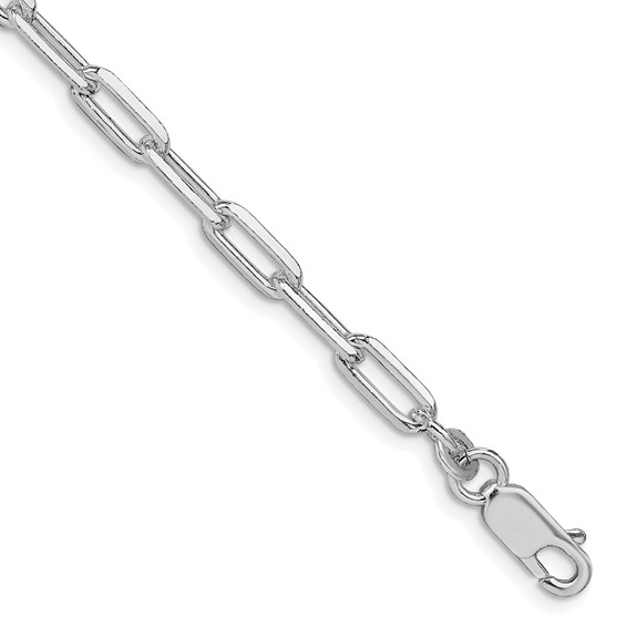 7" STERLING SILVER RHODIUM PLATED ELONGATED OPEN LINK BRACELET WITH LOBSTER CLASP