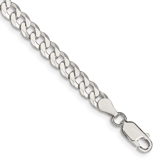 8" STERLING SILVER 5MM BEVELED CURB LINK BRACELET WITH A LOBSTER CLASP