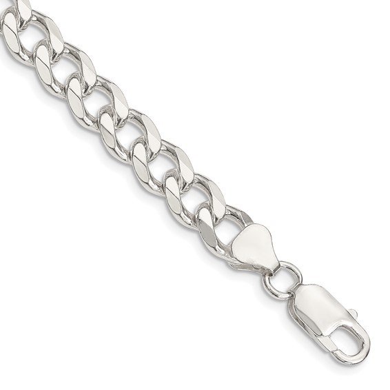 8" STERLING SILVER 8.3MM  CURB CHAIN BRACELET WITH A LOBSTER CLASP